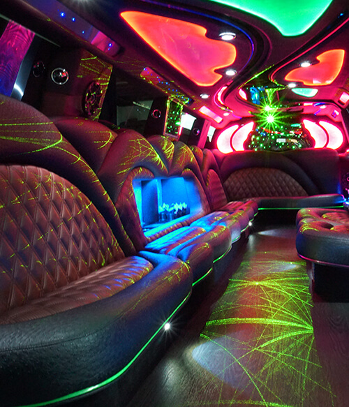 Plush seats inside our party buses